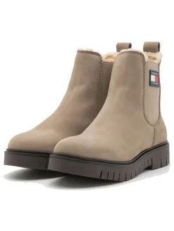 Leder-Chelsea-Boots in Khaki