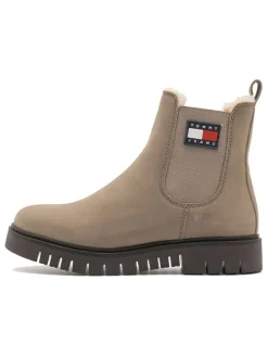 Leder-Chelsea-Boots in Khaki