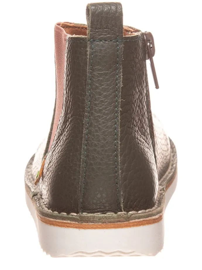 Leder-Chelsea-Boots in Khaki