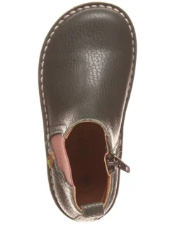 Leder-Chelsea-Boots in Khaki