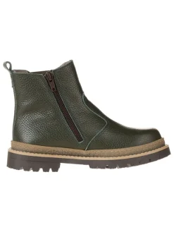 Leder-Chelsea-Boots in Khaki