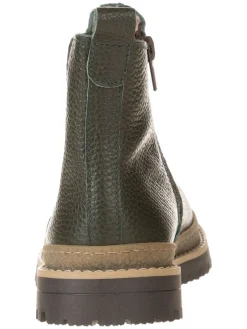 Leder-Chelsea-Boots in Khaki