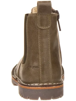 Leder-Chelsea-Boots in Khaki