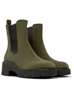 Leder-Chelsea-Boots in Khaki