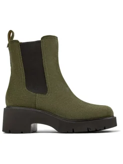 Leder-Chelsea-Boots in Khaki