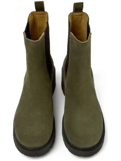Leder-Chelsea-Boots in Khaki