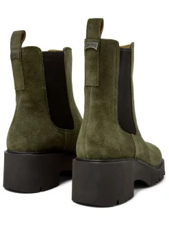 Leder-Chelsea-Boots in Khaki