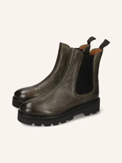 Leder-Chelsea-Boots in Khaki