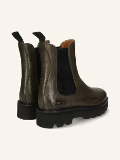 Leder-Chelsea-Boots in Khaki