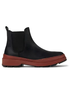 Leder-Chelsea-Boots in Schwarz/ Hellbraun