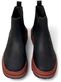 Leder-Chelsea-Boots in Schwarz/ Hellbraun