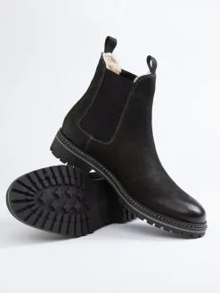 Leder-Chelsea-Boots in Schwarz
