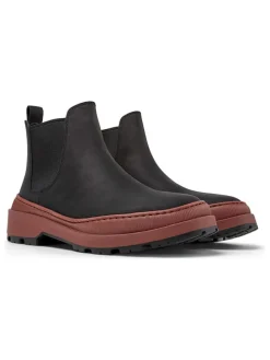 Leder-Chelsea-Boots in Schwarz/ Hellbraun