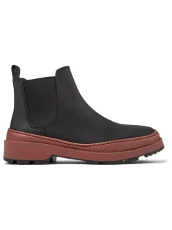 Leder-Chelsea-Boots in Schwarz/ Hellbraun