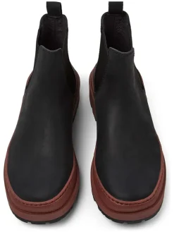 Leder-Chelsea-Boots in Schwarz/ Hellbraun