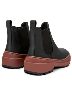 Leder-Chelsea-Boots in Schwarz/ Hellbraun
