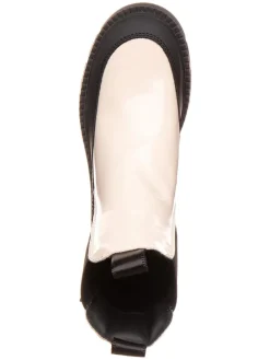 Leder-Chelsea-Boots in Schwarz/ Beige