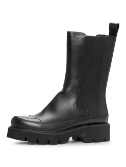 Leder-Chelsea-Boots in Schwarz in Schwarz