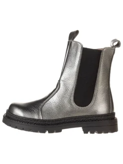 Leder-Chelsea-Boots in Silber