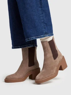 Leder-Chelsea-Boots in Taupe