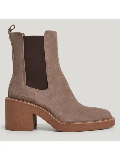 Leder-Chelsea-Boots in Taupe