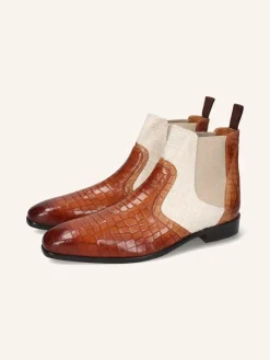 Leder-Chelsea-Boots "Lewis 26" in Creme/ Hellbraun