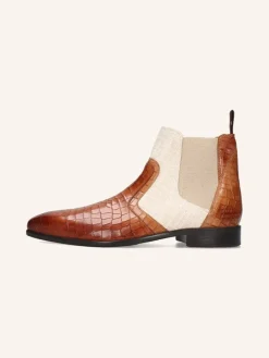 Leder-Chelsea-Boots "Lewis 26" in Creme/ Hellbraun