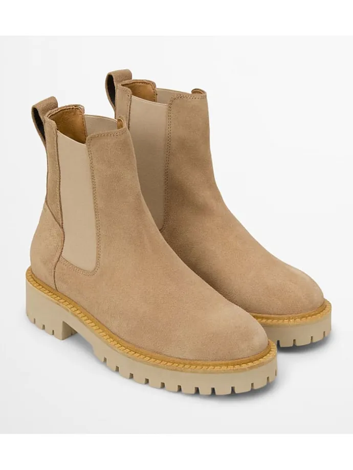 Leder-Chelsea-Boots "Phia" in Beige