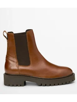 Leder-Chelsea-Boots "Phia" in Hellbraun