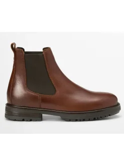 Leder-Chelsea-Boots "Rony" in Hellbraun