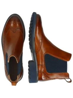 Leder-Chelsea-Boots "Selina 29" in Braun/ Dunkelblau