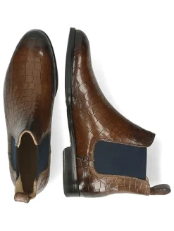 Leder-Chelsea-Boots "Susan 10" in Braun/ Dunkelblau