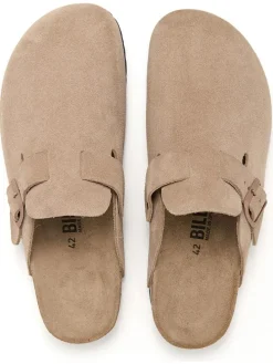 Leder-Clogs in Beige