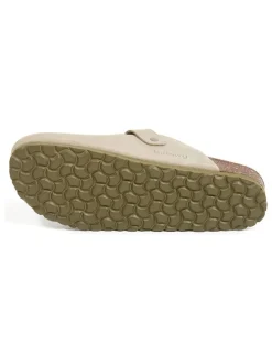 Leder-Clogs in Beige