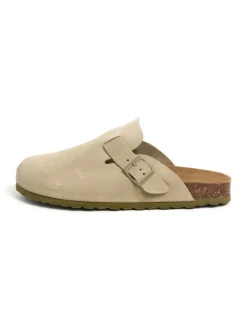 Leder-Clogs in Beige