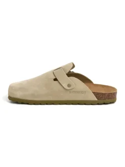 Leder-Clogs in Beige