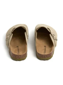 Leder-Clogs in Beige