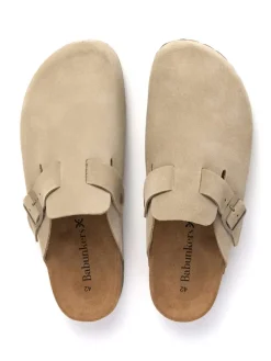 Leder-Clogs in Beige