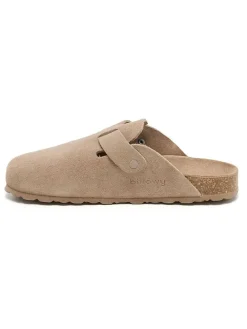 Leder-Clogs in Beige