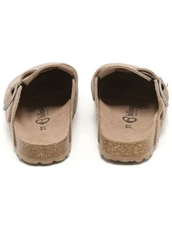 Leder-Clogs in Beige