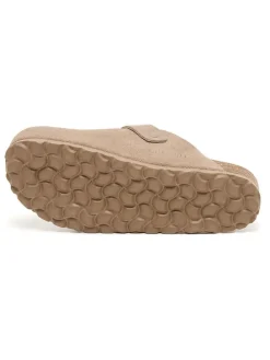 Leder-Clogs in Beige