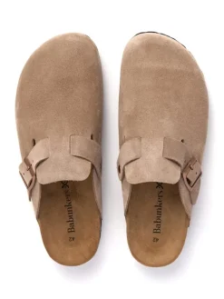Leder-Clogs in Beige