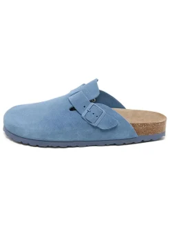 Leder-Clogs in Blau