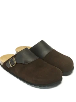 Leder-Clogs in Braun
