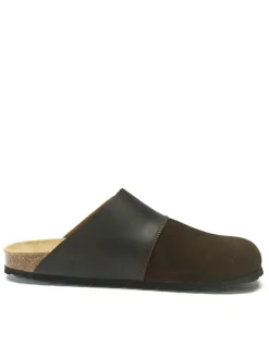 Leder-Clogs in Braun