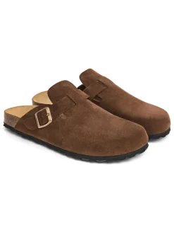 Leder-Clogs in Braun