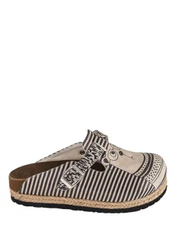 Leder-Clogs in Braun/ Bunt