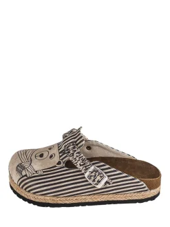 Leder-Clogs in Braun/ Bunt