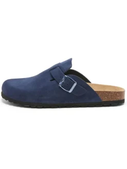 Leder-Clogs in Dunkelblau