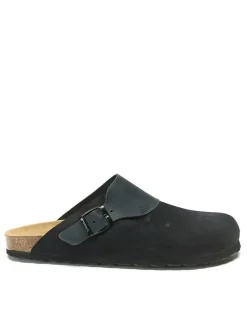 Leder-Clogs in Dunkelblau